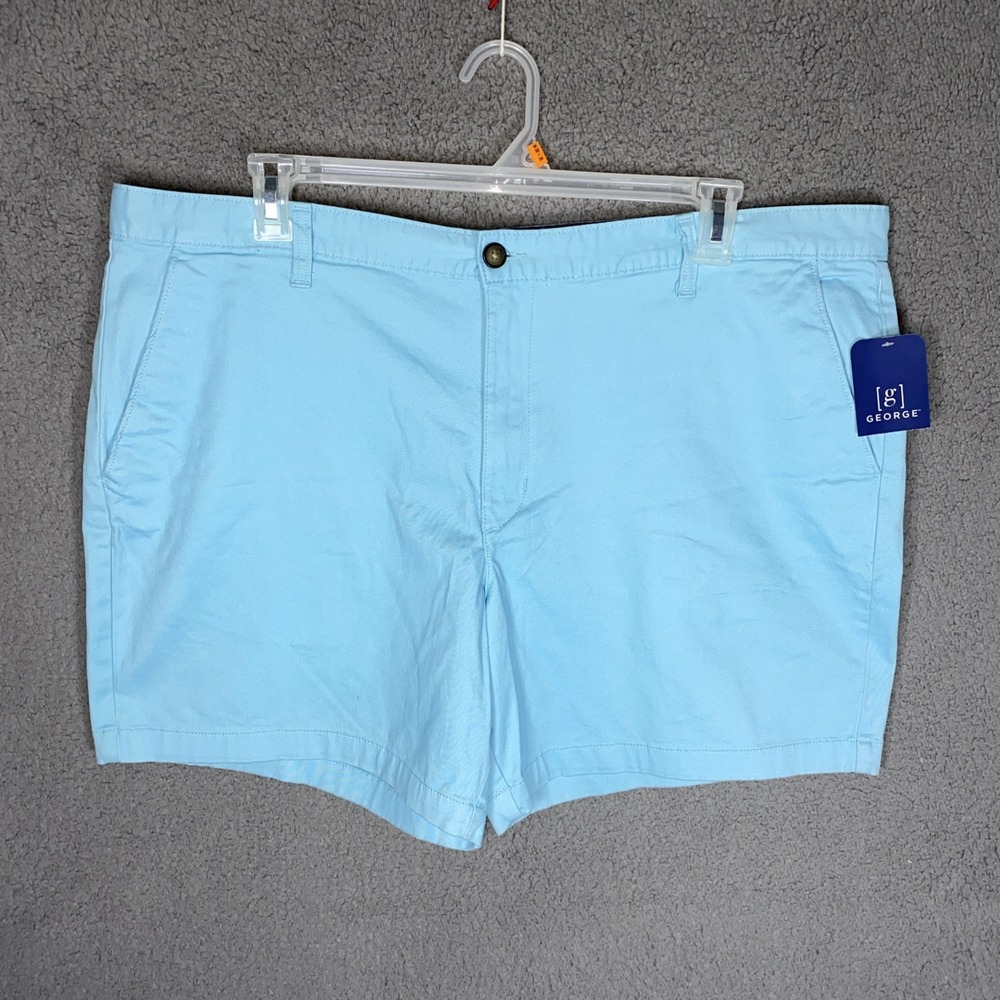 NWT Men's Sz 42  George Soft Turquoise Flat Front Above The Knee Shorts